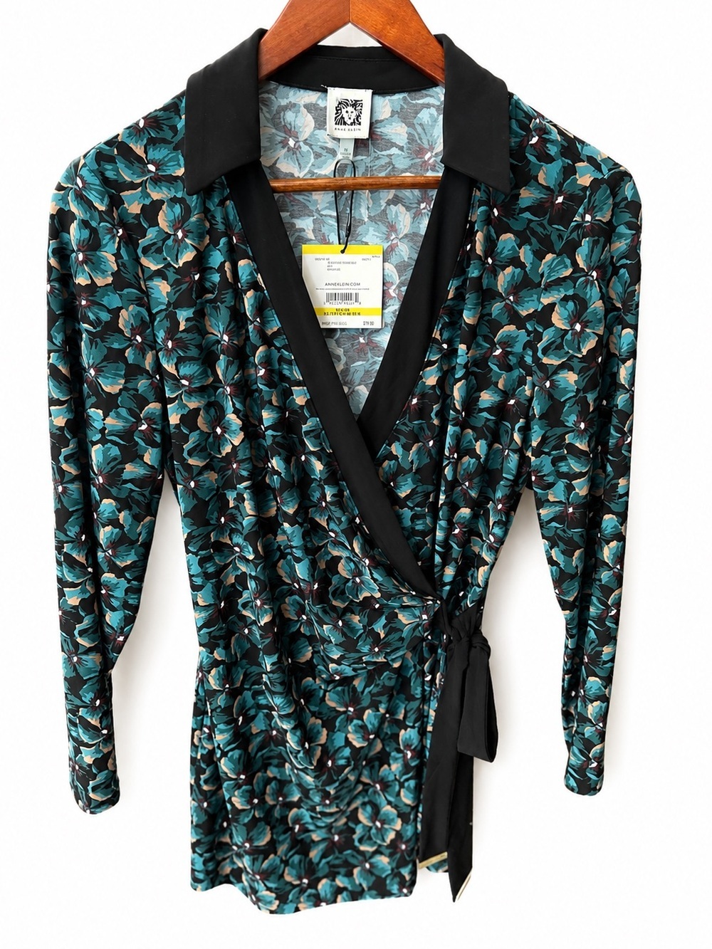 NWT-Anne Klein Floral Wrap Blouse-Size Medium